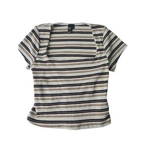 Windsor Juniors Ribbed‎ Striped Square Neck Crop Top Tie Back Size Large